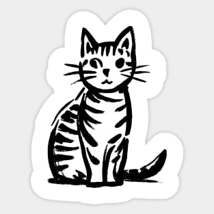 Stick figure cat in black ink Sticker